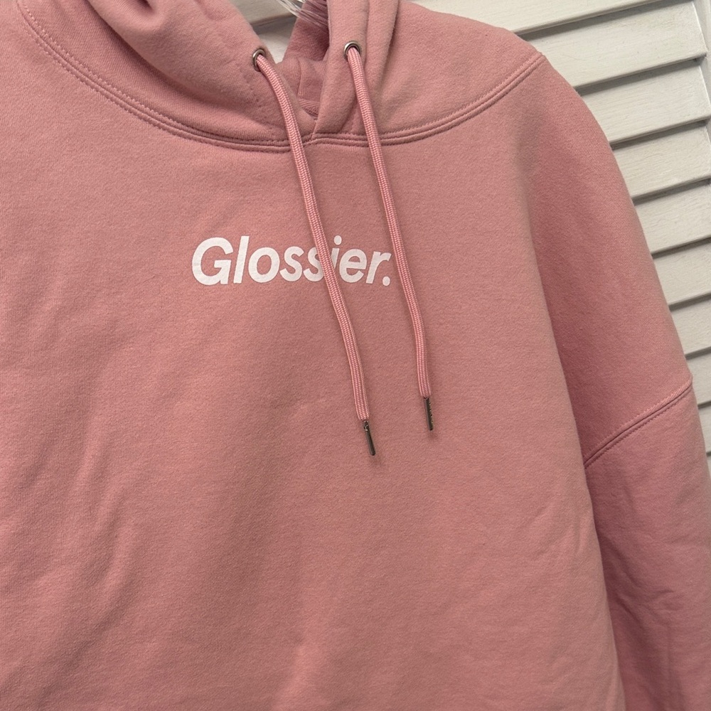 Glossier Dusty Pink Logo Hoodie XXL Blush New without Tags - Fancy Cute - Picture 7 of 9